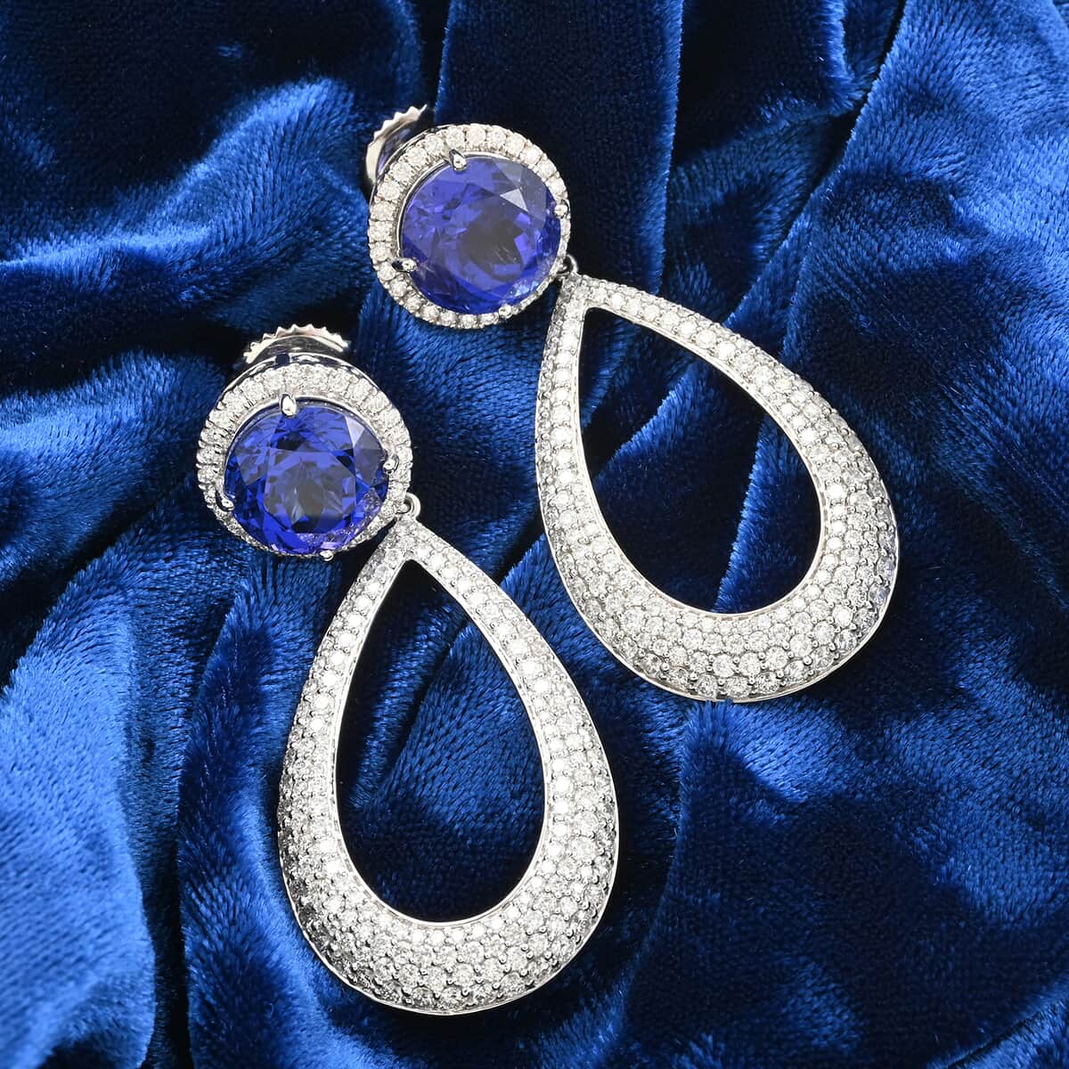 Chairman Vault Collection Certified & Appraised Rhapsody 950 Platinum AAAA Tanzanite and E-F VS Diamond Earrings 24.30 Grams 18.65 ctw image number 1