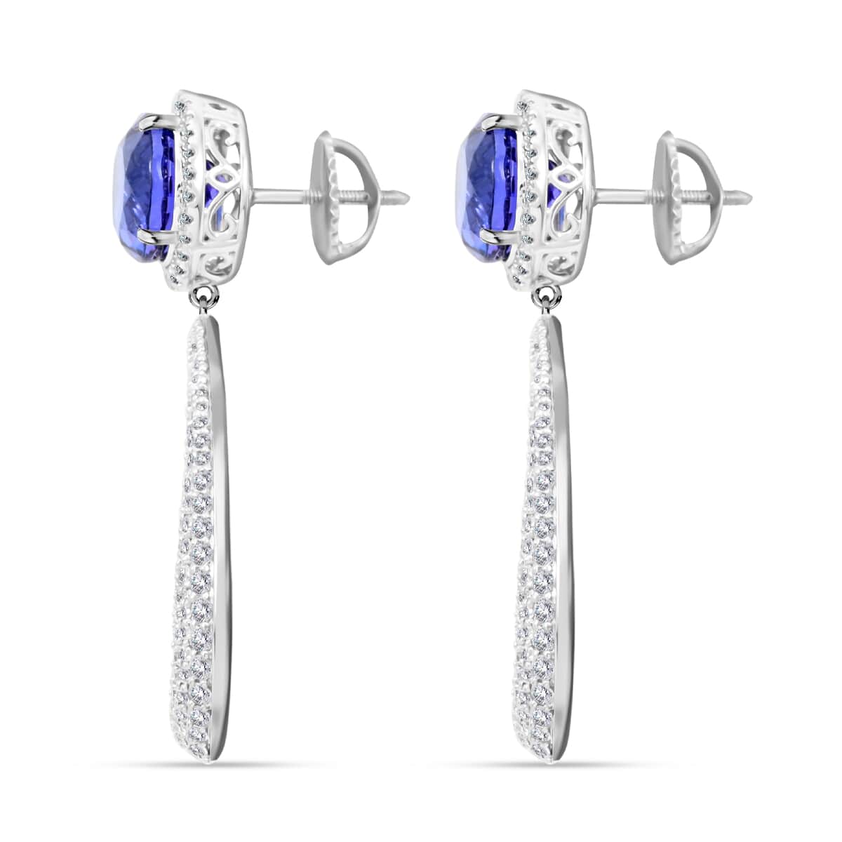 Chairman Vault Collection Certified & Appraised Rhapsody 950 Platinum AAAA Tanzanite and E-F VS Diamond Earrings 24.30 Grams 18.65 ctw image number 2