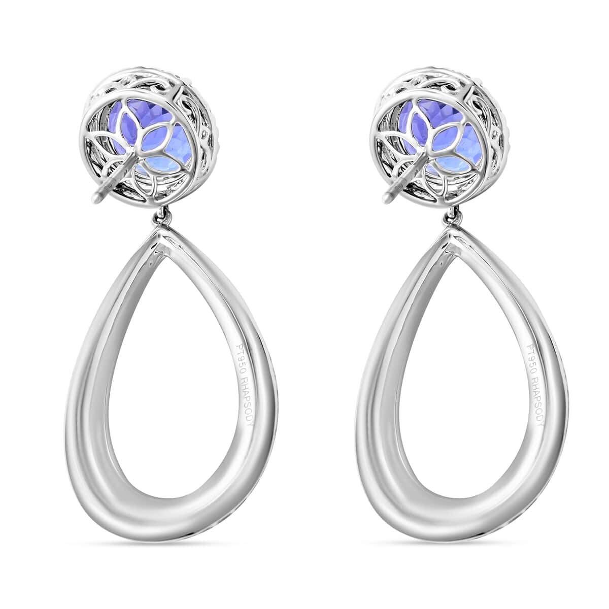 Chairman Vault Collection Certified & Appraised Rhapsody 950 Platinum AAAA Tanzanite and E-F VS Diamond Earrings 24.30 Grams 18.65 ctw image number 3