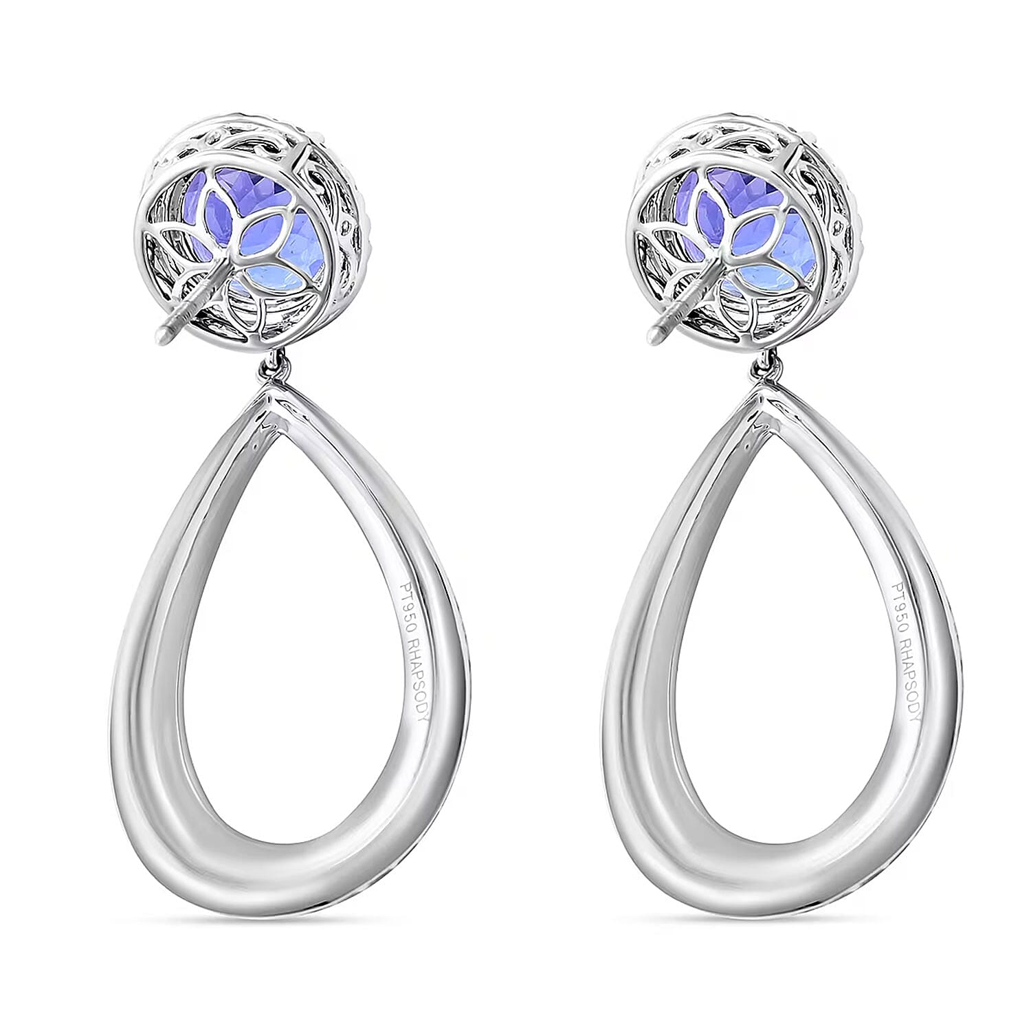 Chairman Vault Collection Certified & Appraised Rhapsody 950 Platinum AAAA Tanzanite and E-F VS Diamond Earrings 24.30 Grams 18.65 ctw