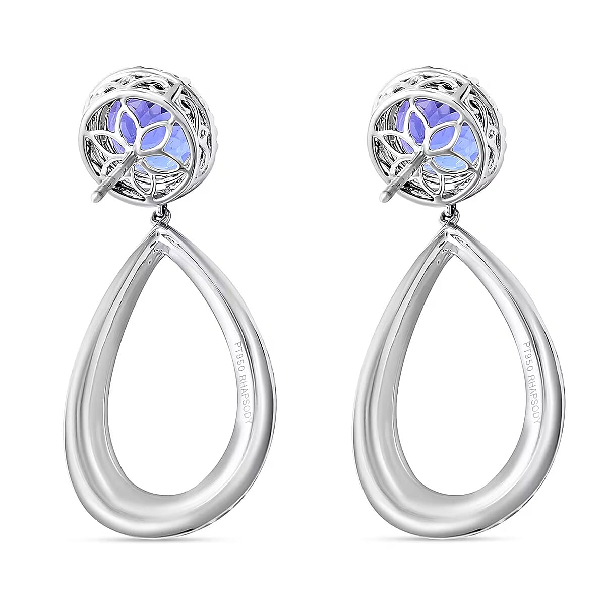 Chairman Vault Collection Certified & Appraised Rhapsody 950 Platinum AAAA Tanzanite and E-F VS Diamond Earrings 24.30 Grams 18.65 ctw image number 6