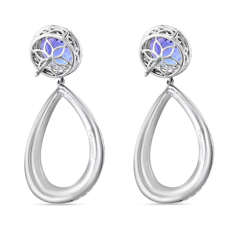 Chairman Vault Collection Certified & Appraised Rhapsody 950 Platinum AAAA Tanzanite and E-F VS Diamond Earrings 24.30 Grams 18.65 ctw