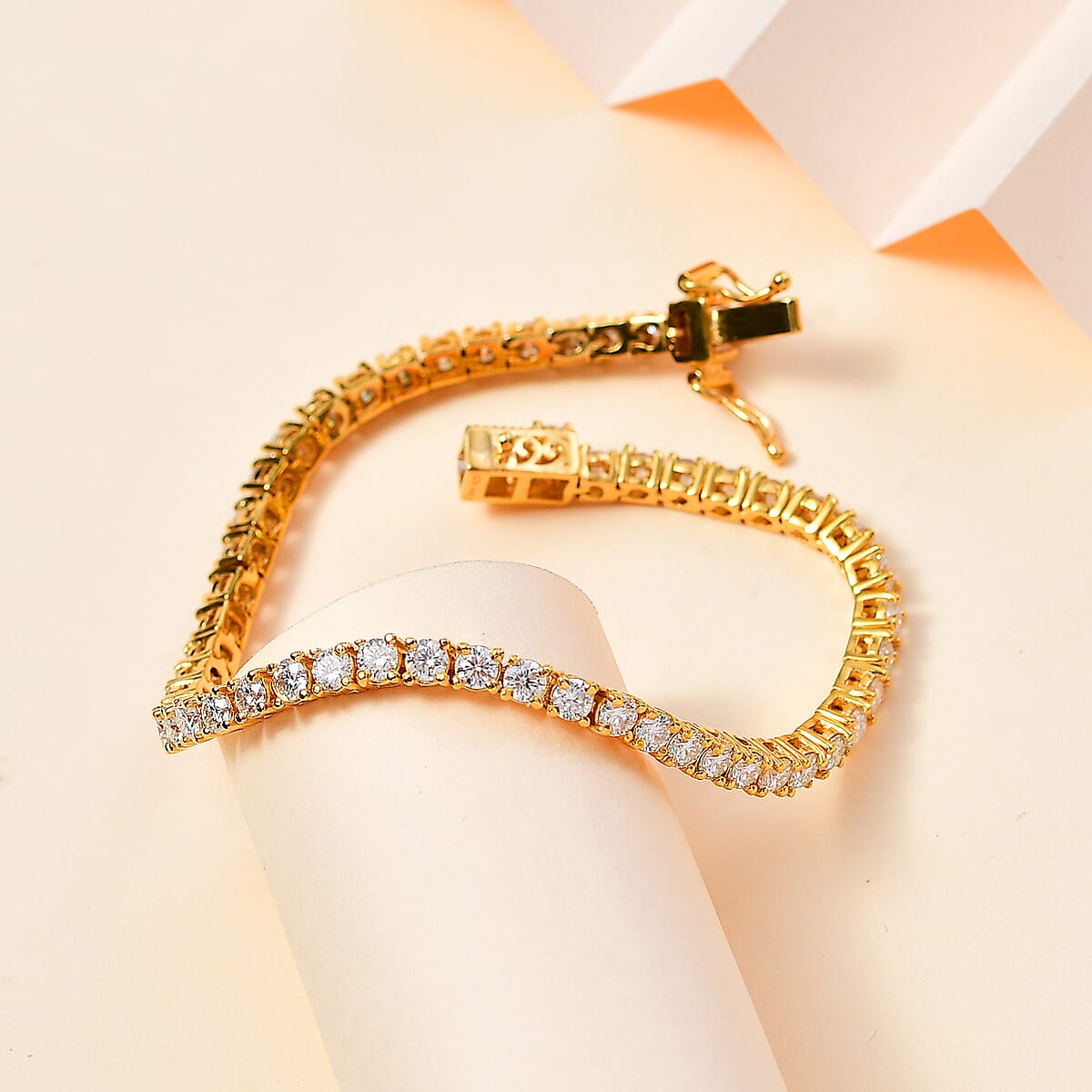 Moissanite Tennis Bracelet in Vermeil YG Over Sterling Silver (7.25 In) 5.40 ctw image number 1