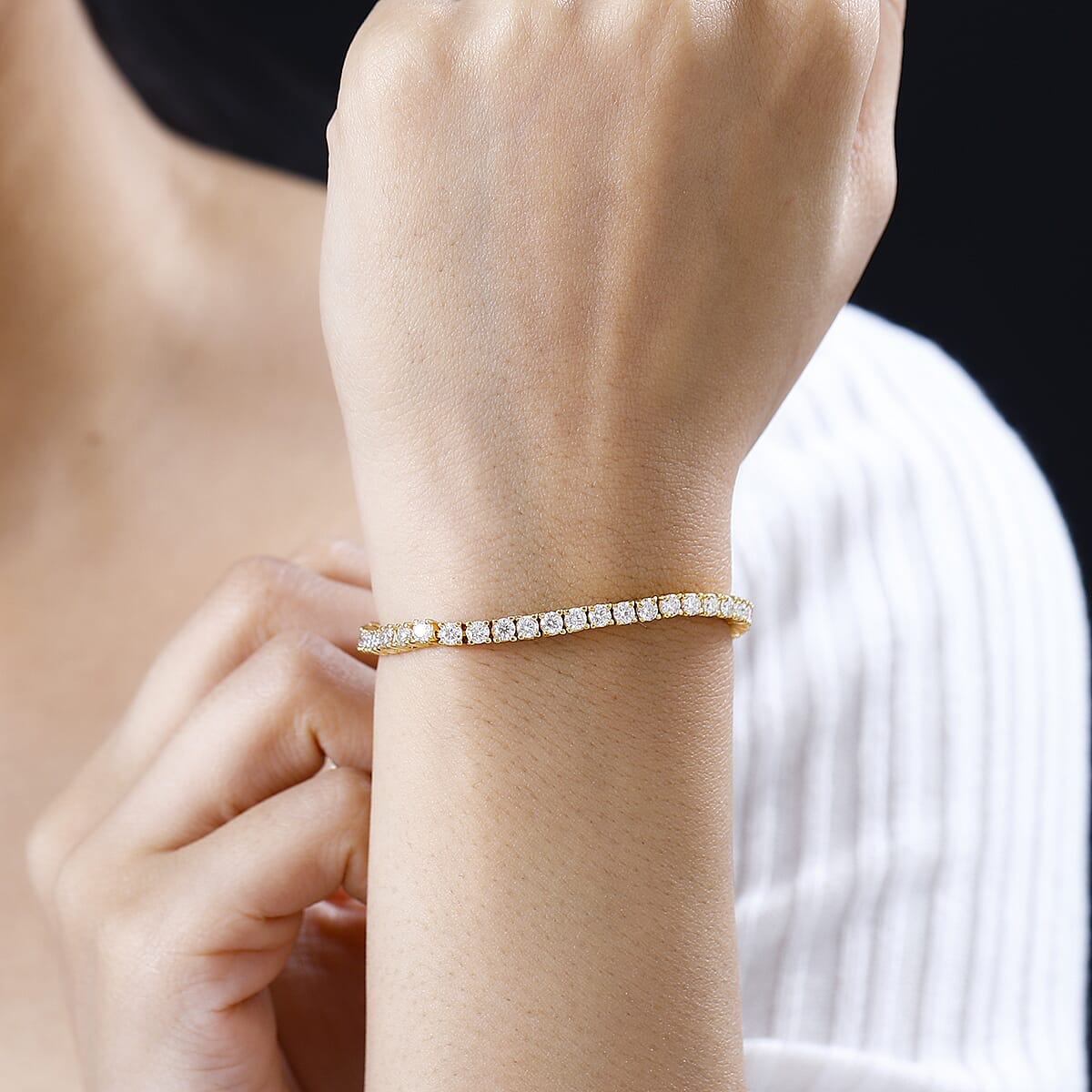 Moissanite Tennis Bracelet in Vermeil YG Over Sterling Silver (7.25 In) 5.40 ctw image number 2