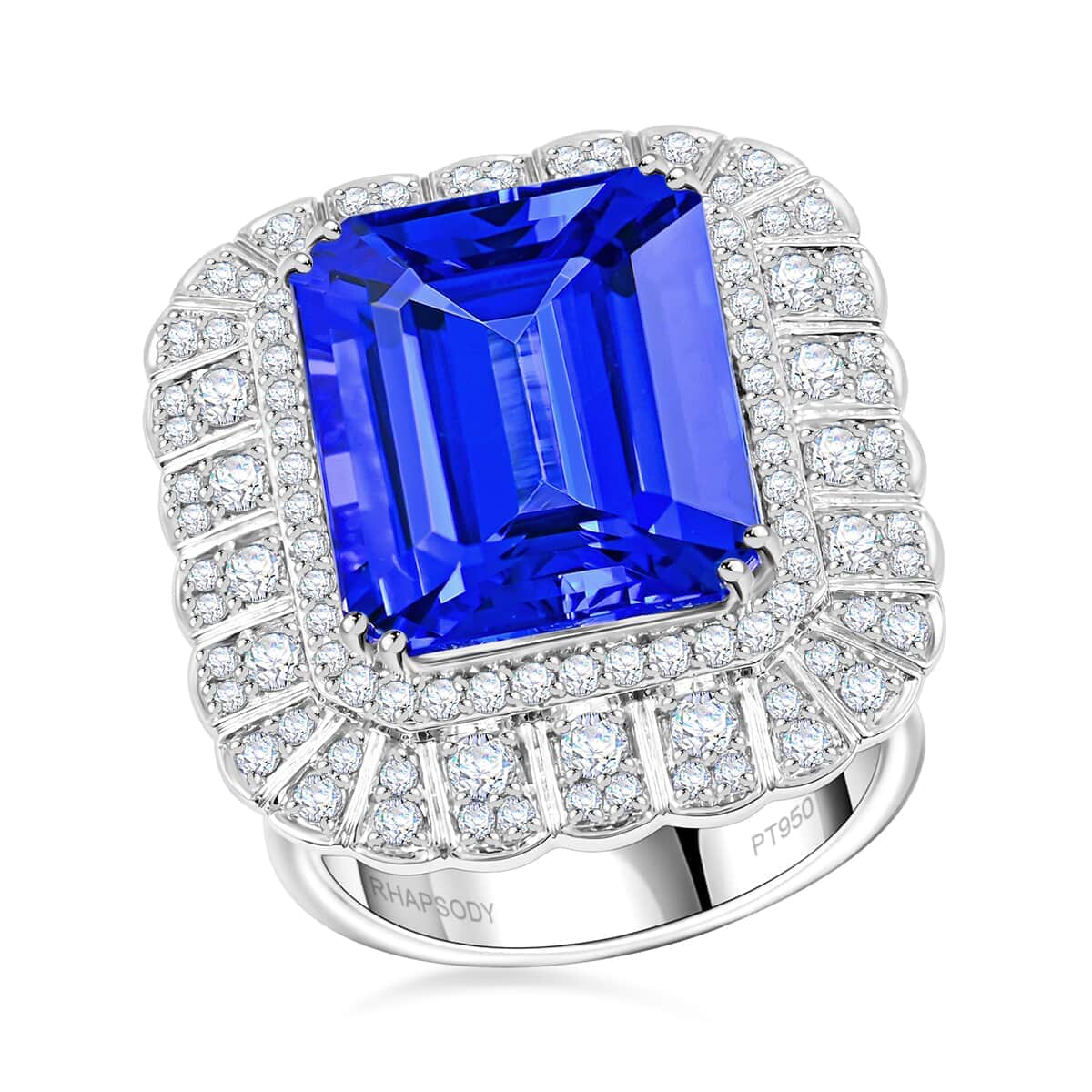 Chairman Vault Collection Certified & Appraised Rhapsody 950 Platinum AAAA Tanzanite and E-F VS Diamond Ring (Size 7.0) 19.50 Grams 17.60 ctw image number 0