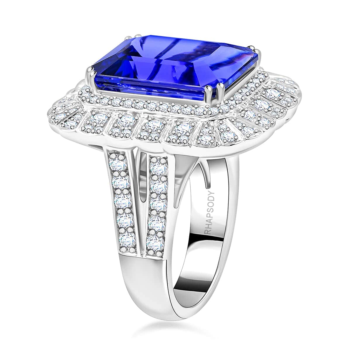 Chairman Vault Collection Certified & Appraised Rhapsody 950 Platinum AAAA Tanzanite and E-F VS Diamond Ring (Size 7.0) 19.50 Grams 17.60 ctw