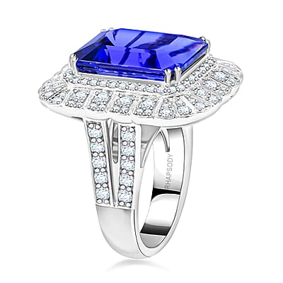 Chairman Vault Collection Certified & Appraised Rhapsody 950 Platinum AAAA Tanzanite and E-F VS Diamond Ring (Size 7.0) 19.50 Grams 17.60 ctw