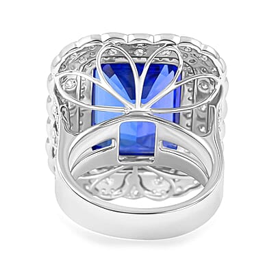 Chairman Vault Collection Certified & Appraised Rhapsody 950 Platinum AAAA Tanzanite and E-F VS Diamond Ring (Size 7.0) 19.50 Grams 17.60 ctw
