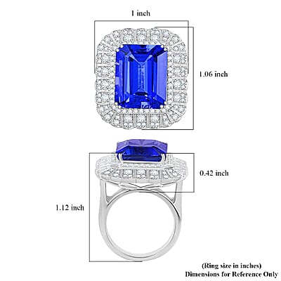 Chairman Vault Collection Certified & Appraised Rhapsody 950 Platinum AAAA Tanzanite and E-F VS Diamond Ring (Size 7.0) 19.50 Grams 17.60 ctw