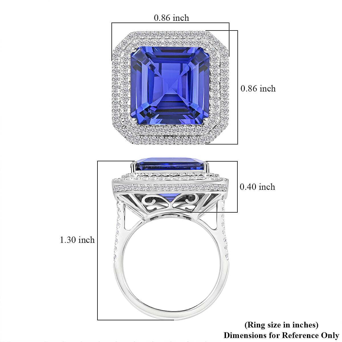 Chairman Vault Collection Certified & Appraised Rhapsody 950 Platinum AAAA Tanzanite and E-F VS Diamond Double Halo Ring (Size 7.0) 14.18 Grams 14.65 ctw