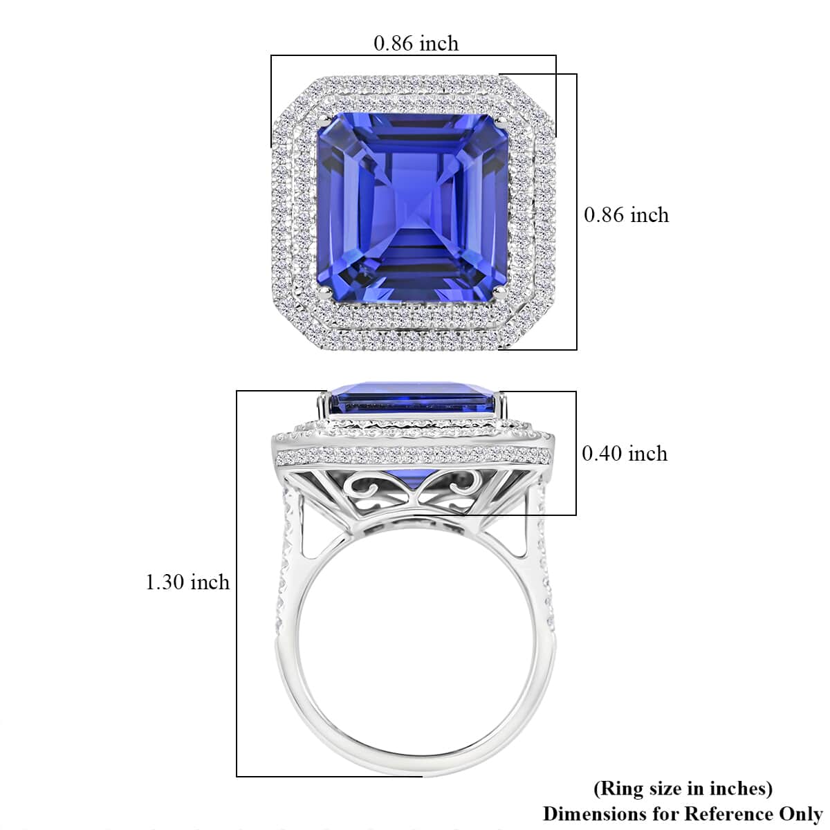 Chairman Vault Collection Certified & Appraised Rhapsody 950 Platinum AAAA Tanzanite and E-F VS Diamond Double Halo Ring (Size 7.0) 14.18 Grams 14.65 ctw image number 4