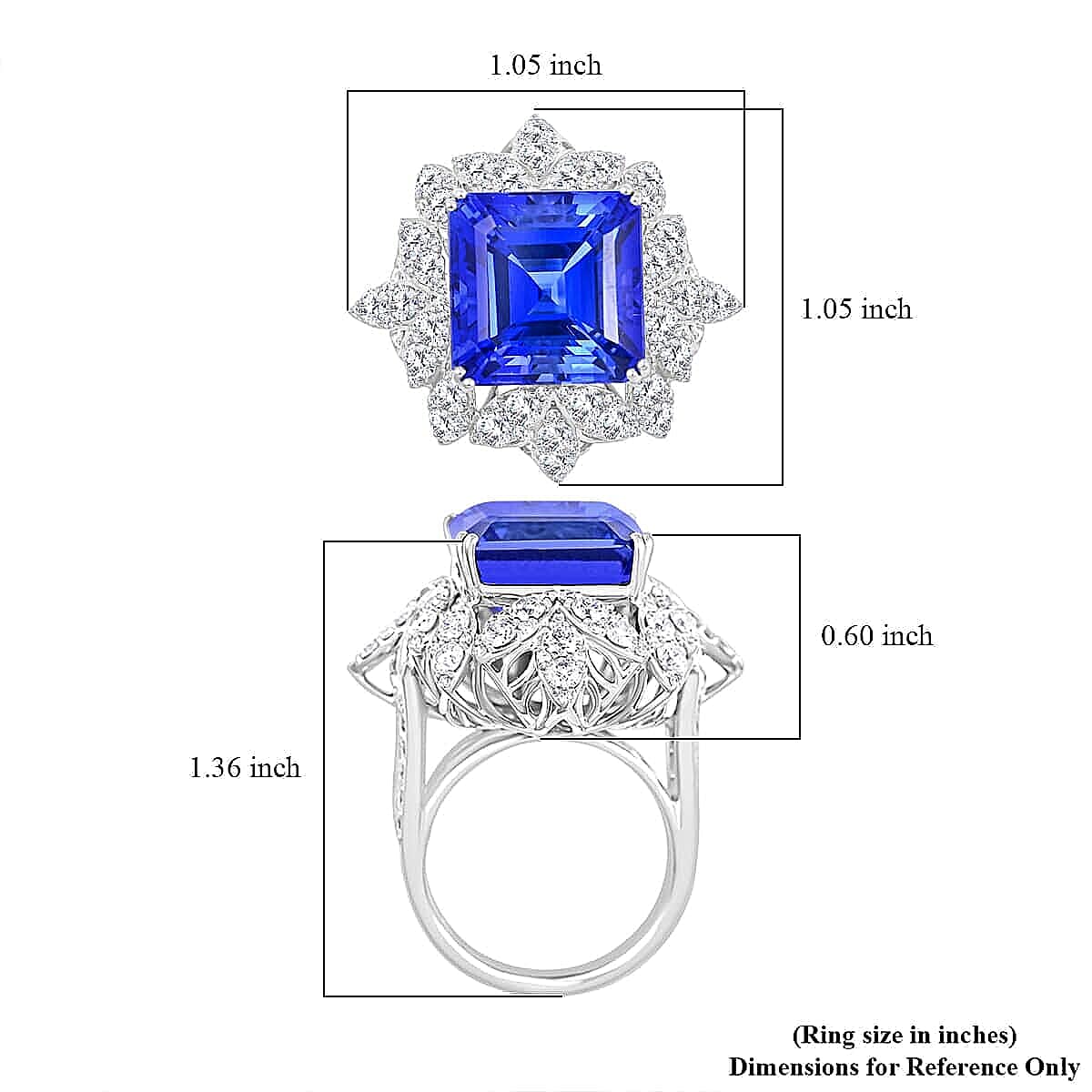 Certified & Appraised Chairman's Signature Collection 950 Platinum AAAA Tanzanite, Diamond (E-F, VS) (3.14 cts) Ring (Size 4.5) (21.40 g) 20.85 ctw