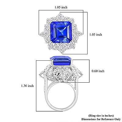 Certified & Appraised Chairman's Signature Collection 950 Platinum AAAA Tanzanite, Diamond (E-F, VS) (3.14 cts) Ring (Size 4.5) (21.40 g) 20.85 ctw