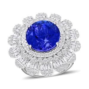 Chairman Vault Collection Certified & Appraised Rhapsody 950 Platinum AAAA Tanzanite and E-F VS Diamond Floral Ring (Size 7.0) 19 Grams 13.70 ctw