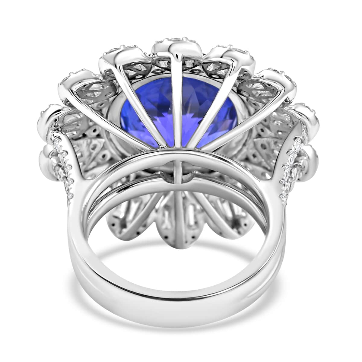 Chairman Vault Collection Certified & Appraised Rhapsody 950 Platinum AAAA Tanzanite and E-F VS Diamond Floral Ring (Size 7.0) 19 Grams 13.70 ctw image number 3