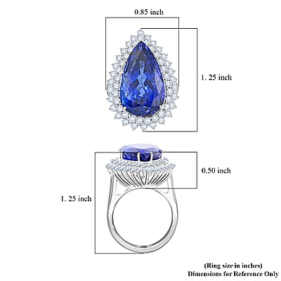 Chairman Vault Collection Certified & Appraised Rhapsody 950 Platinum AAAA Tanzanite and E-F VS Diamond Ring (Size 7.0) 17.23 Grams 21.15 ctw