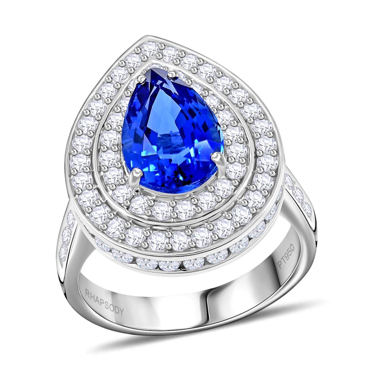 Chairman Vault Collection Certified & Appraised Rhapsody 950 Platinum AAAA Tanzanite and E-F VS Diamond Ring (Size 7.0) 16.90 Grams 18.80 ctw image number 0