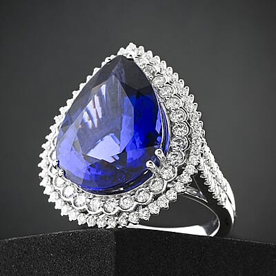 Chairman Vault Collection Certified & Appraised Rhapsody 950 Platinum AAAA Tanzanite and E-F VS Diamond Ring (Size 7.0) 16.90 Grams 18.80 ctw