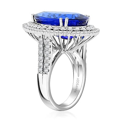 Chairman Vault Collection Certified & Appraised Rhapsody 950 Platinum AAAA Tanzanite and E-F VS Diamond Ring (Size 7.0) 16.90 Grams 18.80 ctw