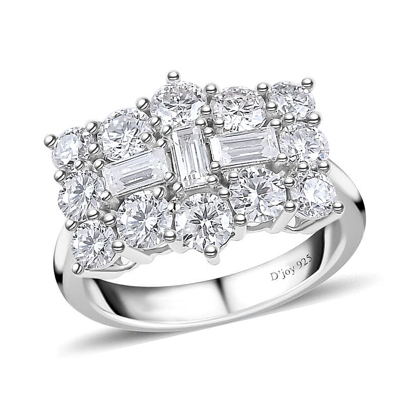 Moissanite Boat Ring in Platinum Over Sterling Silver (Size 10.0) 2.00 ctw