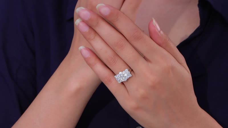 Moissanite Ring in Platinum Over Sterling Silver (Size 8) 2.00 ctw