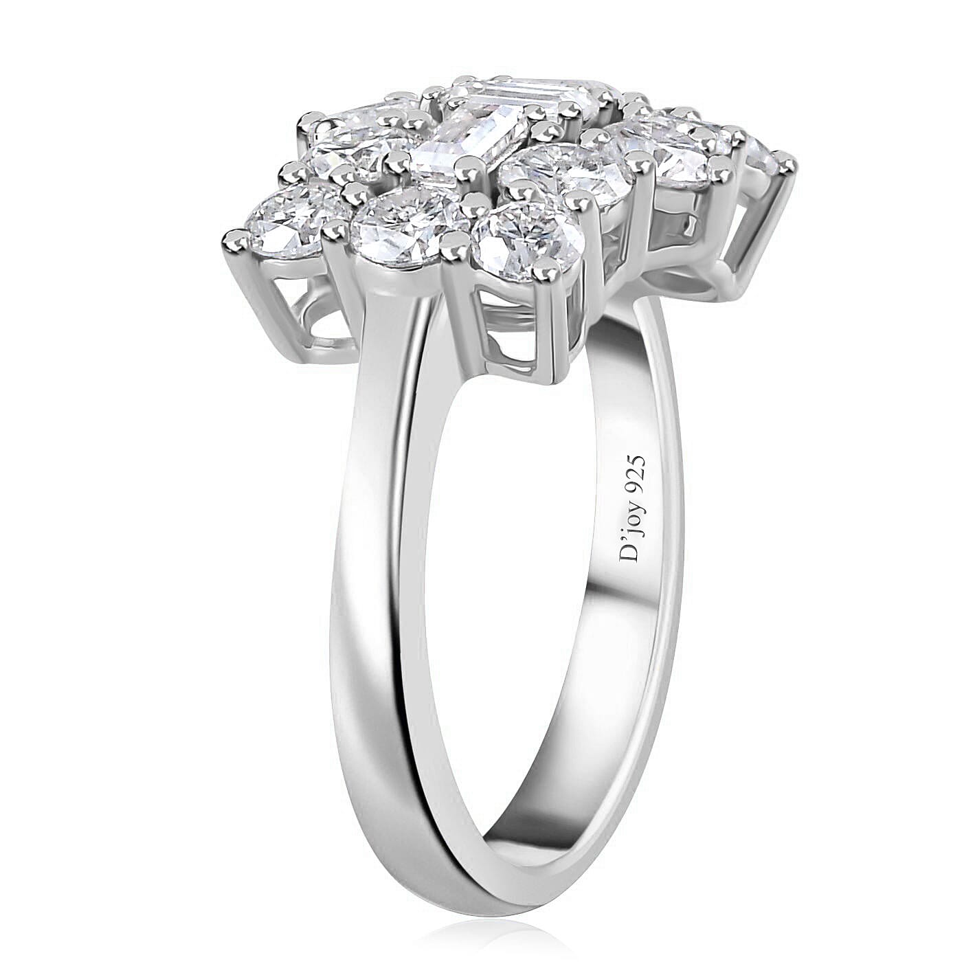 Moissanite Boat Ring in Platinum Over Sterling Silver (Size 10.0) 2.00 ctw