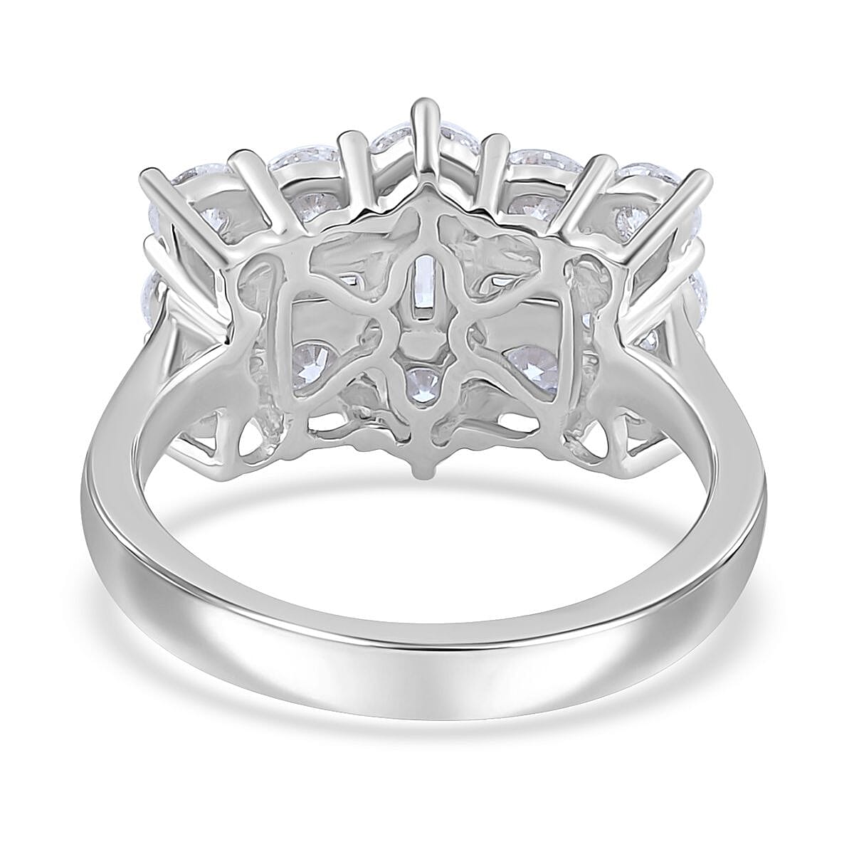 Moissanite Boat Ring in Platinum Over Sterling Silver (Size 10.0) 2.00 ctw