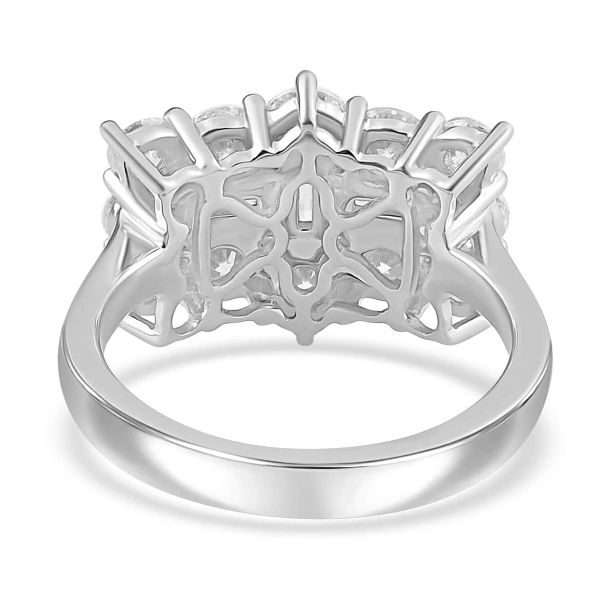 Moissanite Boat Ring in Platinum Over Sterling Silver (Size 10.0) 2.00 ctw image number 4
