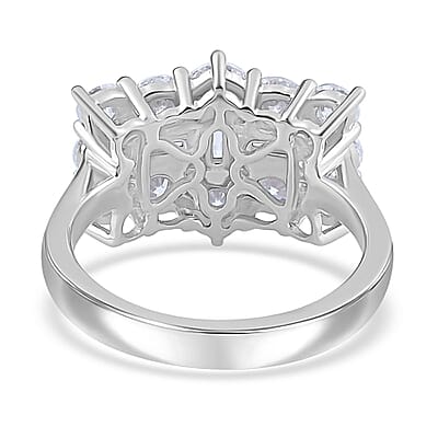 Moissanite Boat Ring in Platinum Over Sterling Silver (Size 10.0) 2.00 ctw