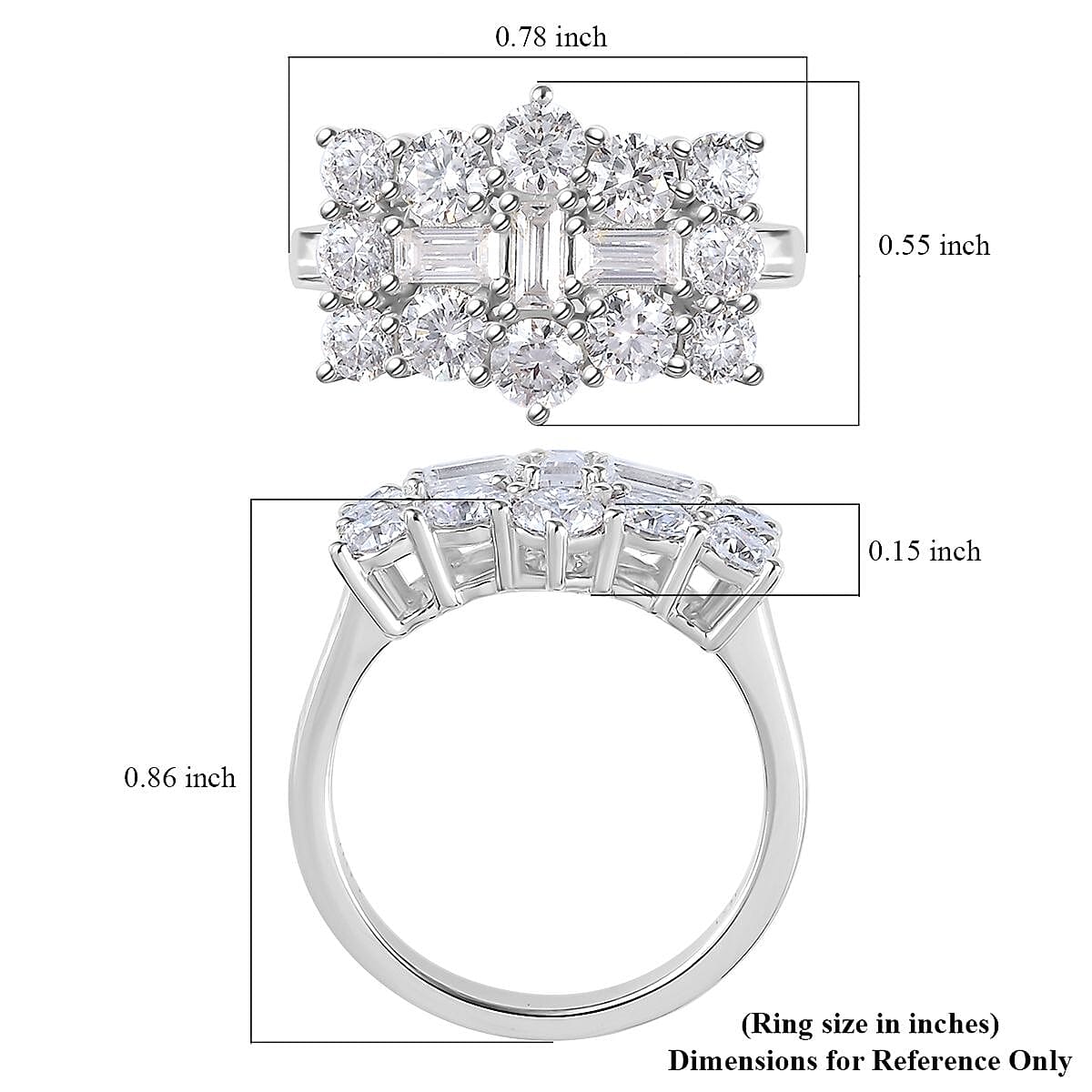 Moissanite Boat Ring in Platinum Over Sterling Silver (Size 7.0) 2.00 ctw image number 5