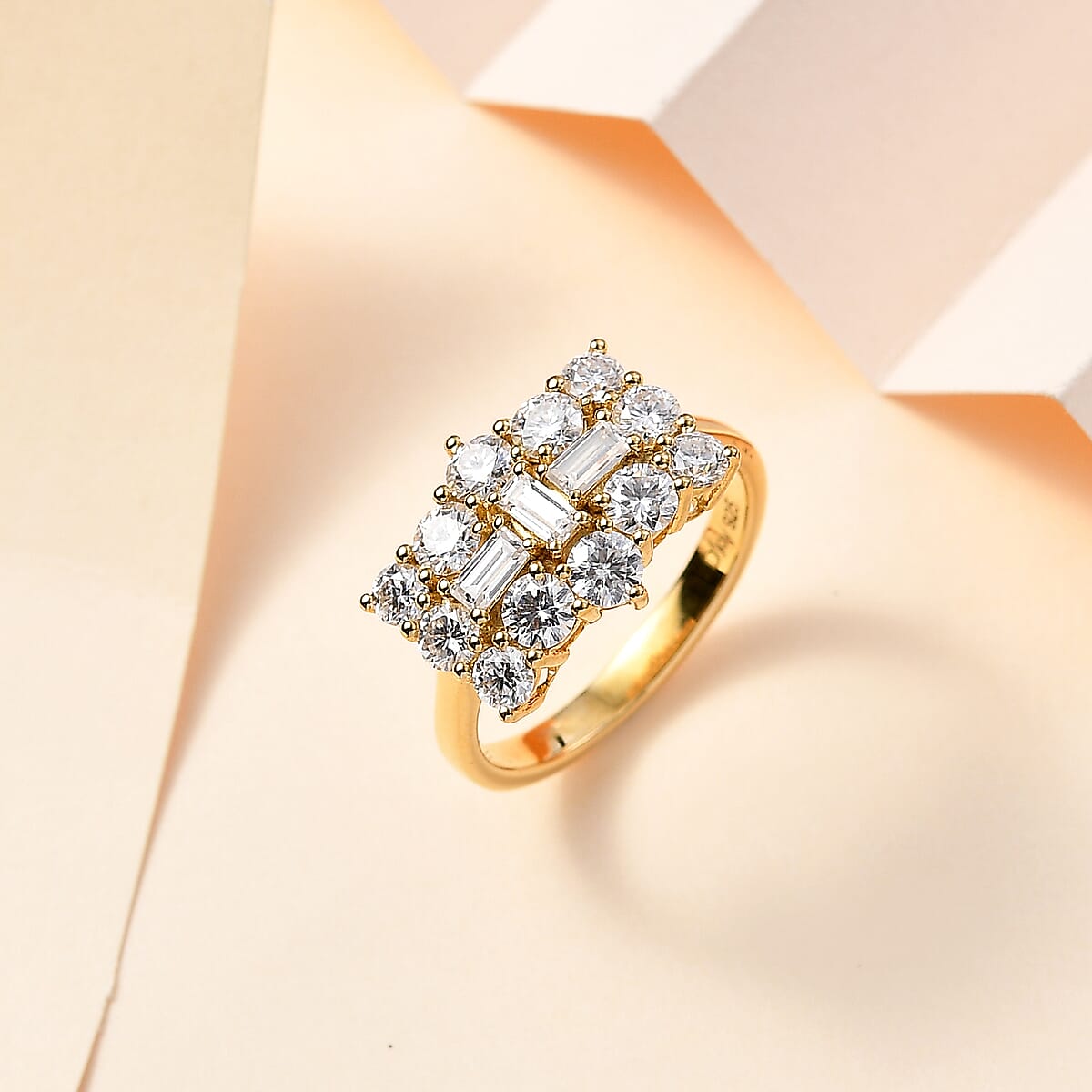 Moissanite Boat Ring in Vermeil Yellow Gold Over Sterling Silver (Size 6.0) 2.00 ctw image number 1