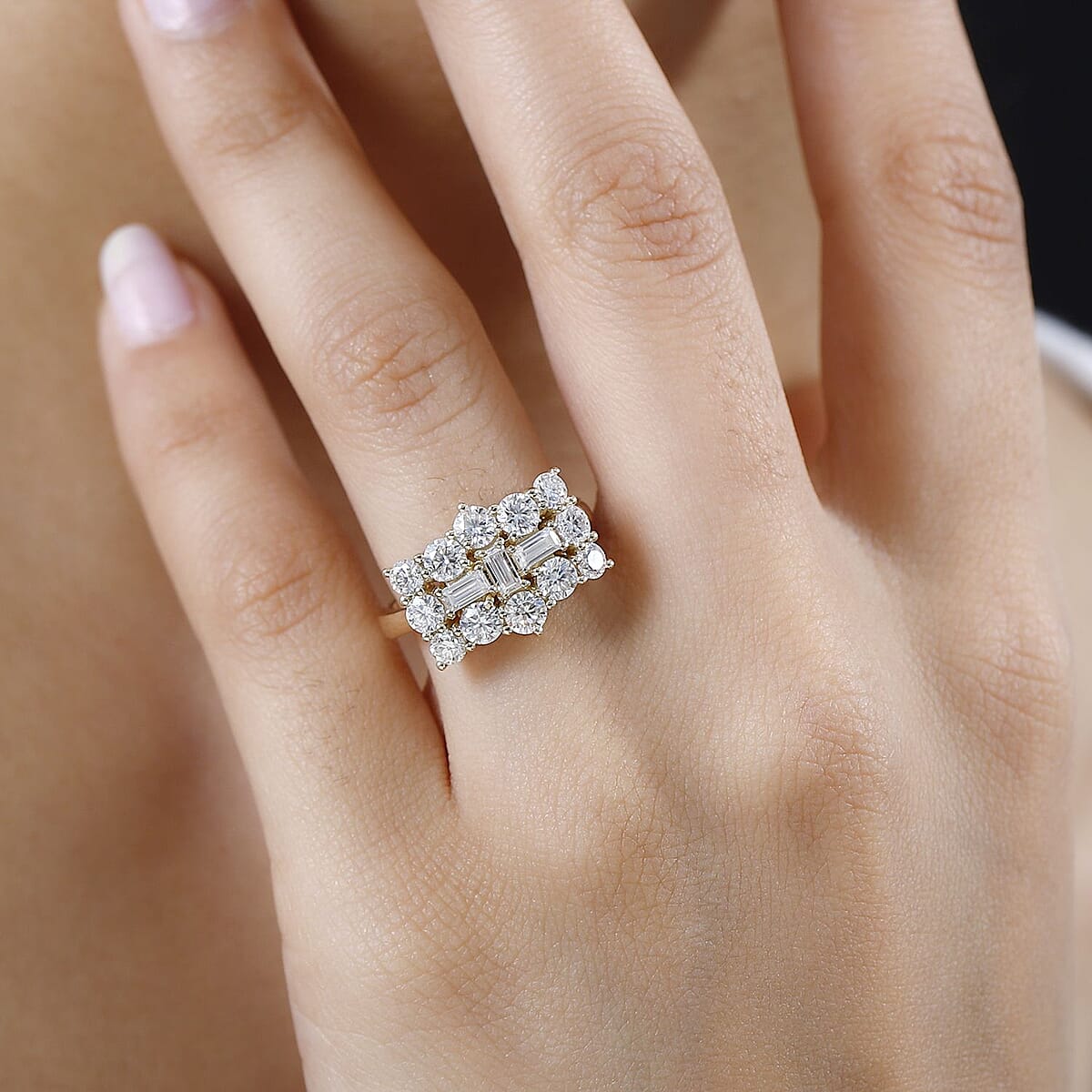 Moissanite Boat Ring in Vermeil Yellow Gold Over Sterling Silver (Size 6.0) 2.00 ctw image number 2