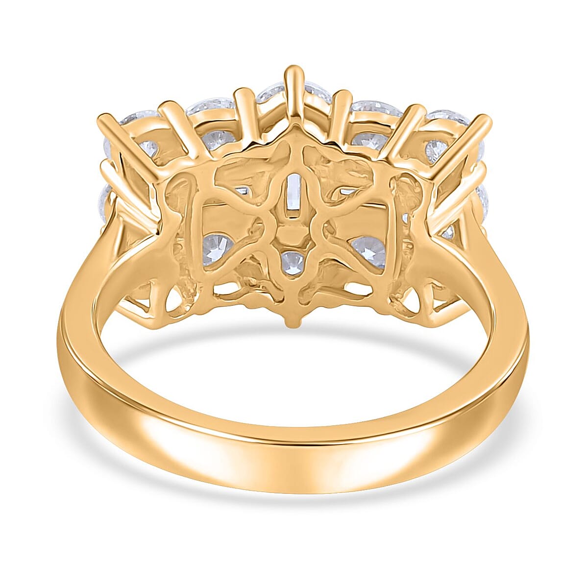 Moissanite Boat Ring in Vermeil Yellow Gold Over Sterling Silver (Size 6.0) 2.00 ctw image number 4