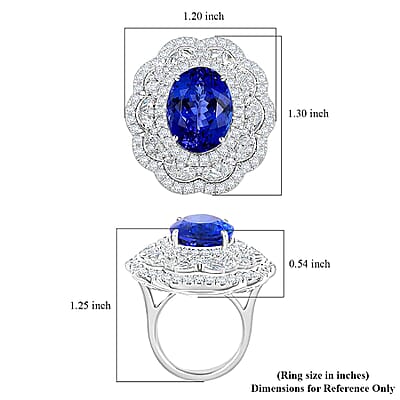 Chairman Vault Collection Certified & Appraised Rhapsody 950 Platinum AAAA Tanzanite and E-F VS Diamond Ring (Size 7.0) 27.50 Grams 20.10 ctw