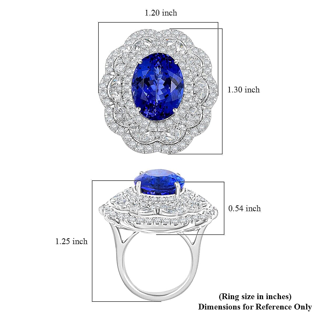 Certified & Appraised Chairman's Signature Collection Rhapsody 950 Platinum AAAA Tanzanite and E-F VS Diamond Ring (Size 8.0) 27.50 Grams 20.10 ctw