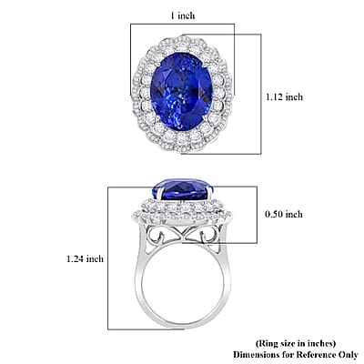Certified & Appraised Chairman's Signature Collection Rhapsody 950 Platinum AAAA Tanzanite and E-F VS Diamond Ring (Size 10.0) 19.90 Grams 19.61 ctw