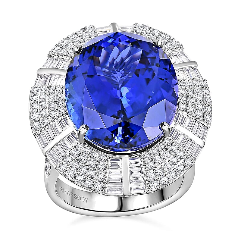 Chairman Vault Collection Certified & Appraised Rhapsody 950 Platinum AAAA Tanzanite and E-F VS Diamond Ring (Size 7.0) 20.20 Grams 27.15 ctw