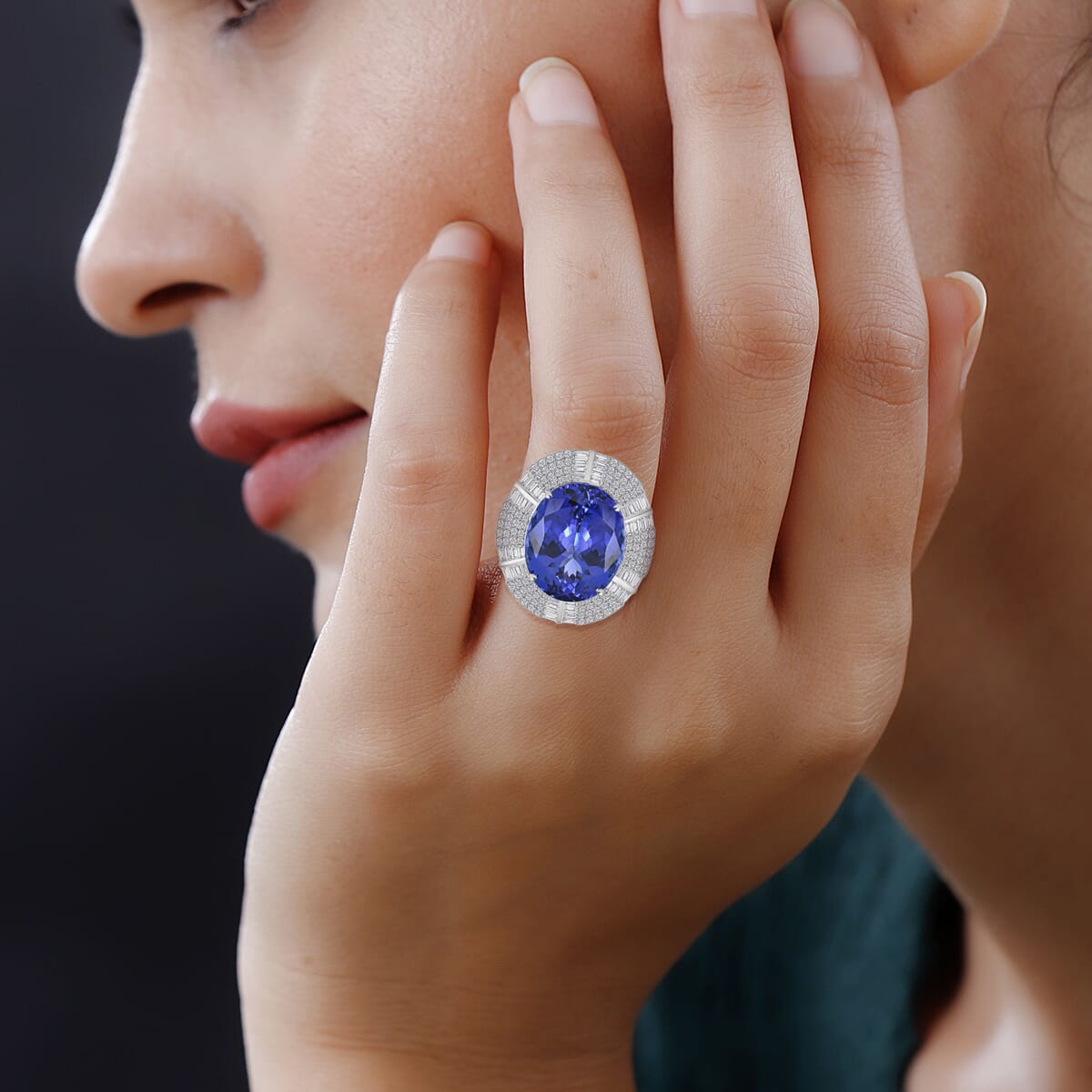 Chairman Vault Collection Certified & Appraised Rhapsody 950 Platinum AAAA Tanzanite and E-F VS Diamond Ring (Size 7.0) 20.20 Grams 27.15 ctw image number 1