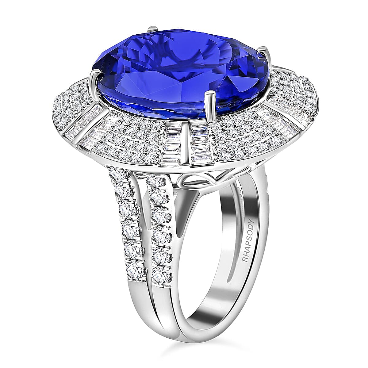 Chairman Vault Collection Certified & Appraised Rhapsody 950 Platinum AAAA Tanzanite and E-F VS Diamond Ring (Size 7.0) 20.20 Grams 27.15 ctw