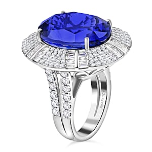 Chairman Vault Collection Certified & Appraised Rhapsody 950 Platinum AAAA Tanzanite and E-F VS Diamond Ring (Size 7.0) 20.20 Grams 27.15 ctw