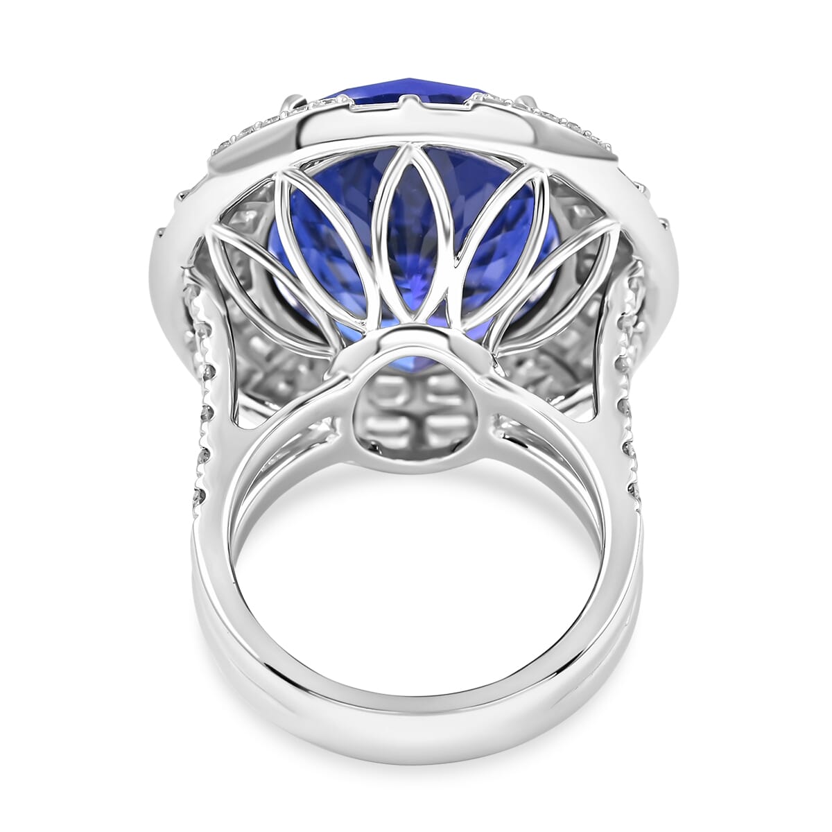 Chairman Vault Collection Certified & Appraised Rhapsody 950 Platinum AAAA Tanzanite and E-F VS Diamond Ring (Size 7.0) 20.20 Grams 27.15 ctw image number 3