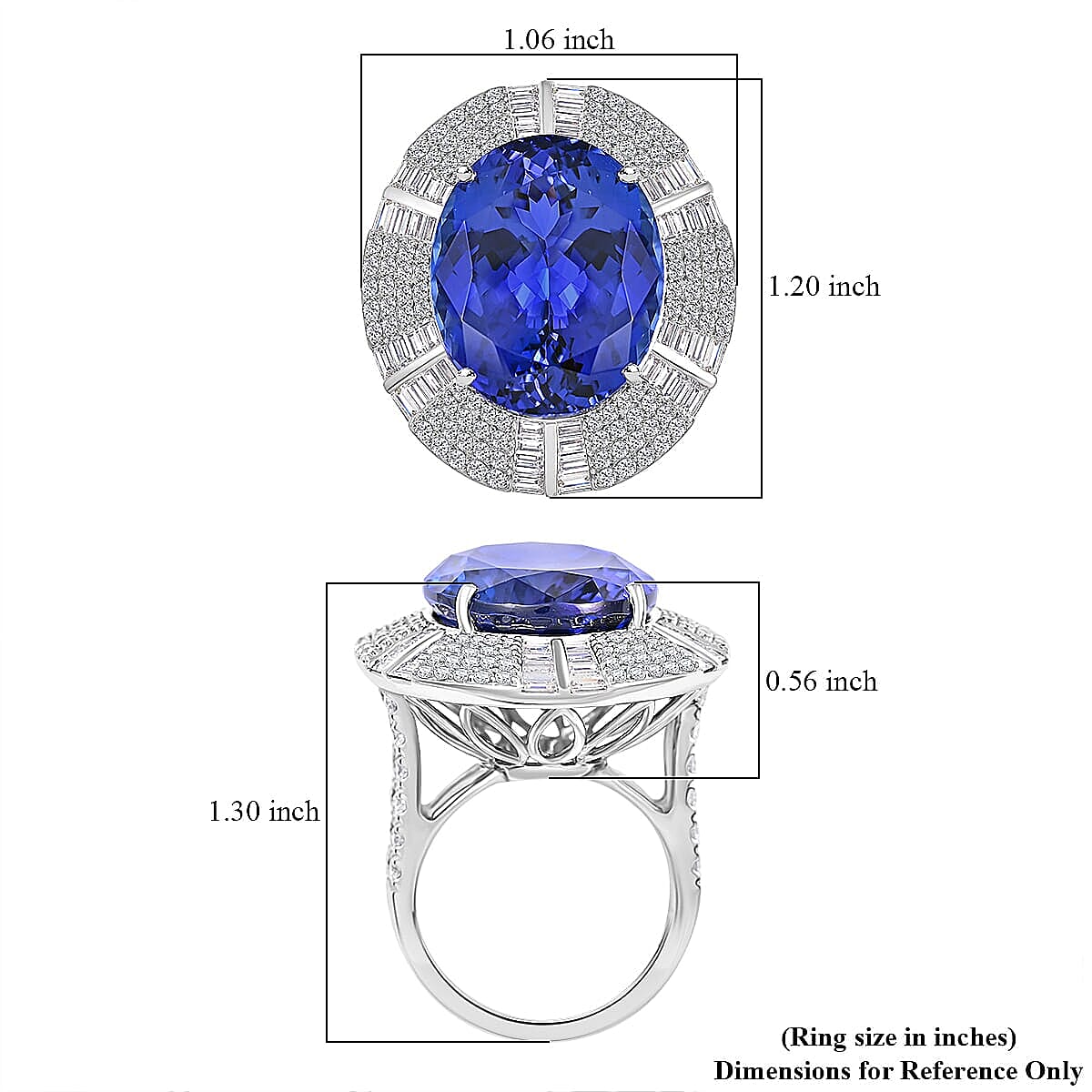 Chairman Vault Collection Certified & Appraised Rhapsody 950 Platinum AAAA Tanzanite and E-F VS Diamond Ring (Size 7.0) 20.20 Grams 27.15 ctw