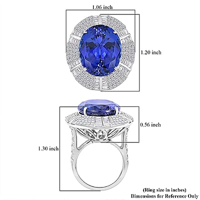 Chairman Vault Collection Certified & Appraised Rhapsody 950 Platinum AAAA Tanzanite and E-F VS Diamond Ring (Size 7.0) 20.20 Grams 27.15 ctw
