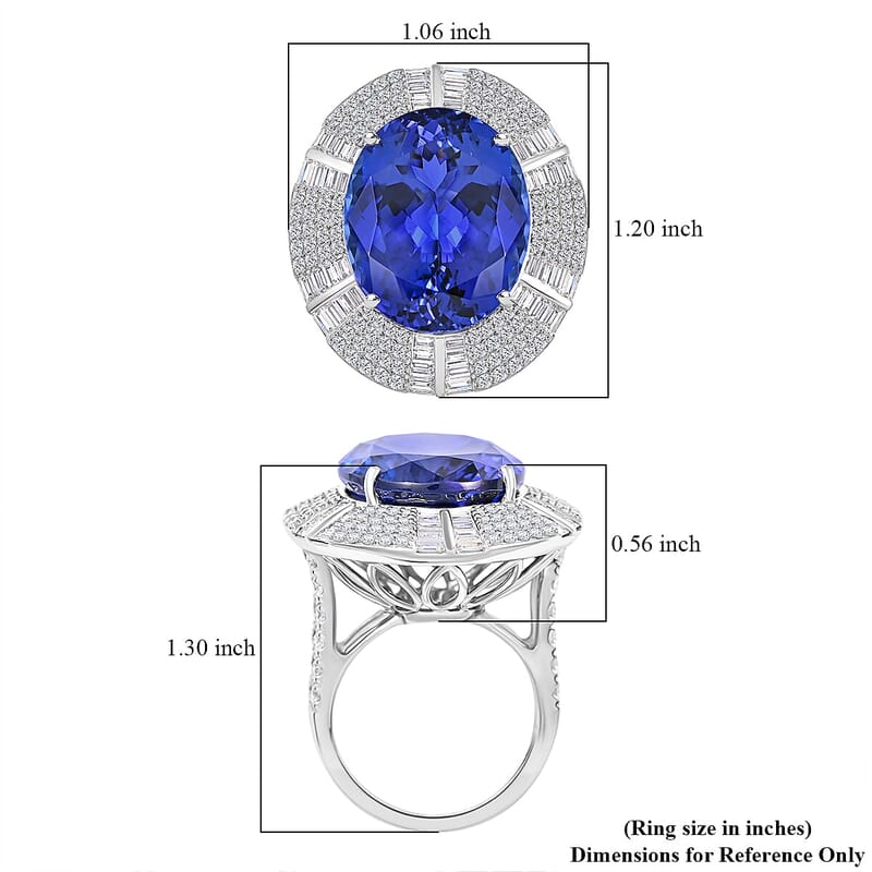 Chairman Vault Collection Certified & Appraised Rhapsody 950 Platinum AAAA Tanzanite and E-F VS Diamond Ring (Size 7.0) 20.20 Grams 27.15 ctw