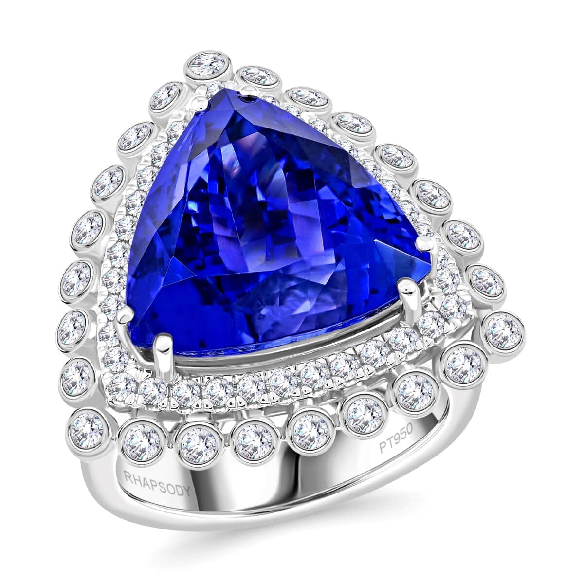Chairman Vault Collection Certified & Appraised Rhapsody 950 Platinum AAAA Tanzanite and E-F VS Diamond Ring (Size 7.0) 21.20 Grams 16.60 ctw image number 0