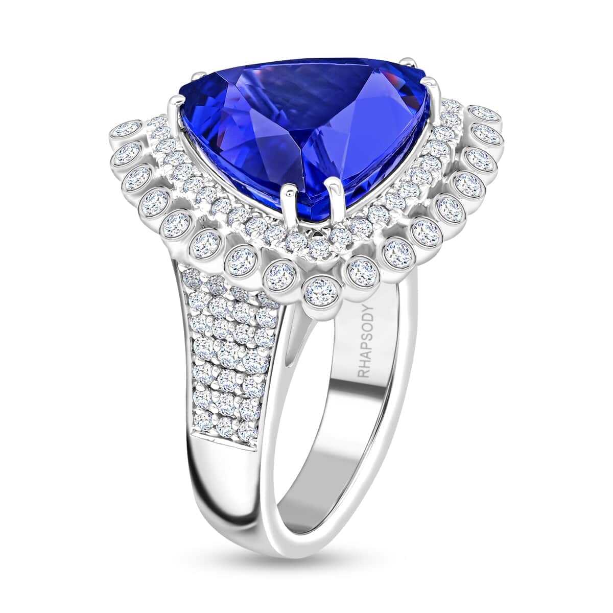 Chairman Vault Collection Certified & Appraised Rhapsody 950 Platinum AAAA Tanzanite and E-F VS Diamond Ring (Size 7.0) 21.20 Grams 16.60 ctw image number 2