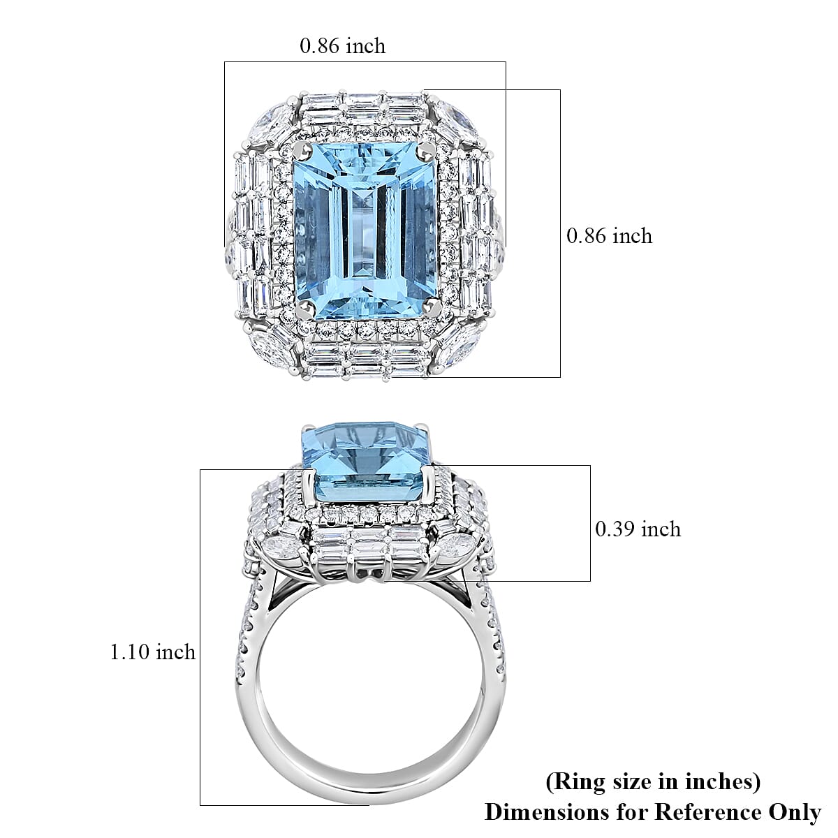 Chairman Vault Collection Certified & Appraised Rhapsody 950 Platinum AAAA Santa Maria Aquamarine and E-F VS Diamond Ring (Size 7.0) 13.87 Grams 9.05 ctw