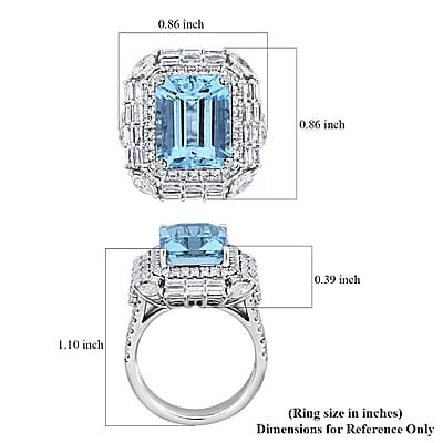 Chairman Vault Collection Certified & Appraised Rhapsody 950 Platinum AAAA Santa Maria Aquamarine and E-F VS Diamond Ring (Size 7.0) 13.87 Grams 9.05 ctw