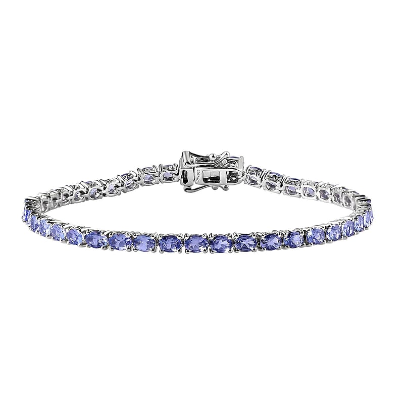 Tanzanite 6.50 ctw Tennis Bracelet in Platinum Over Sterling Silver (7.25 In)