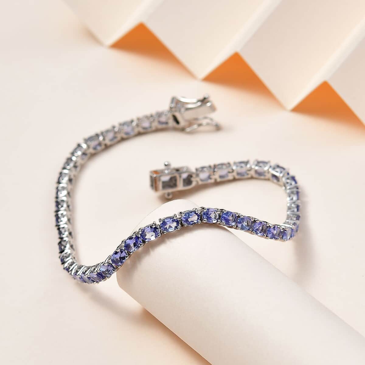 Tanzanite Tennis Bracelet in Platinum Over Sterling Silver (7.25 In) 6.50 ctw (Del. in 10-12 Days) image number 1